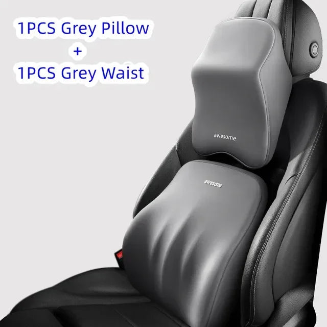 Car Lumbar Back Support Headrest Neck Pillow Memory Foam