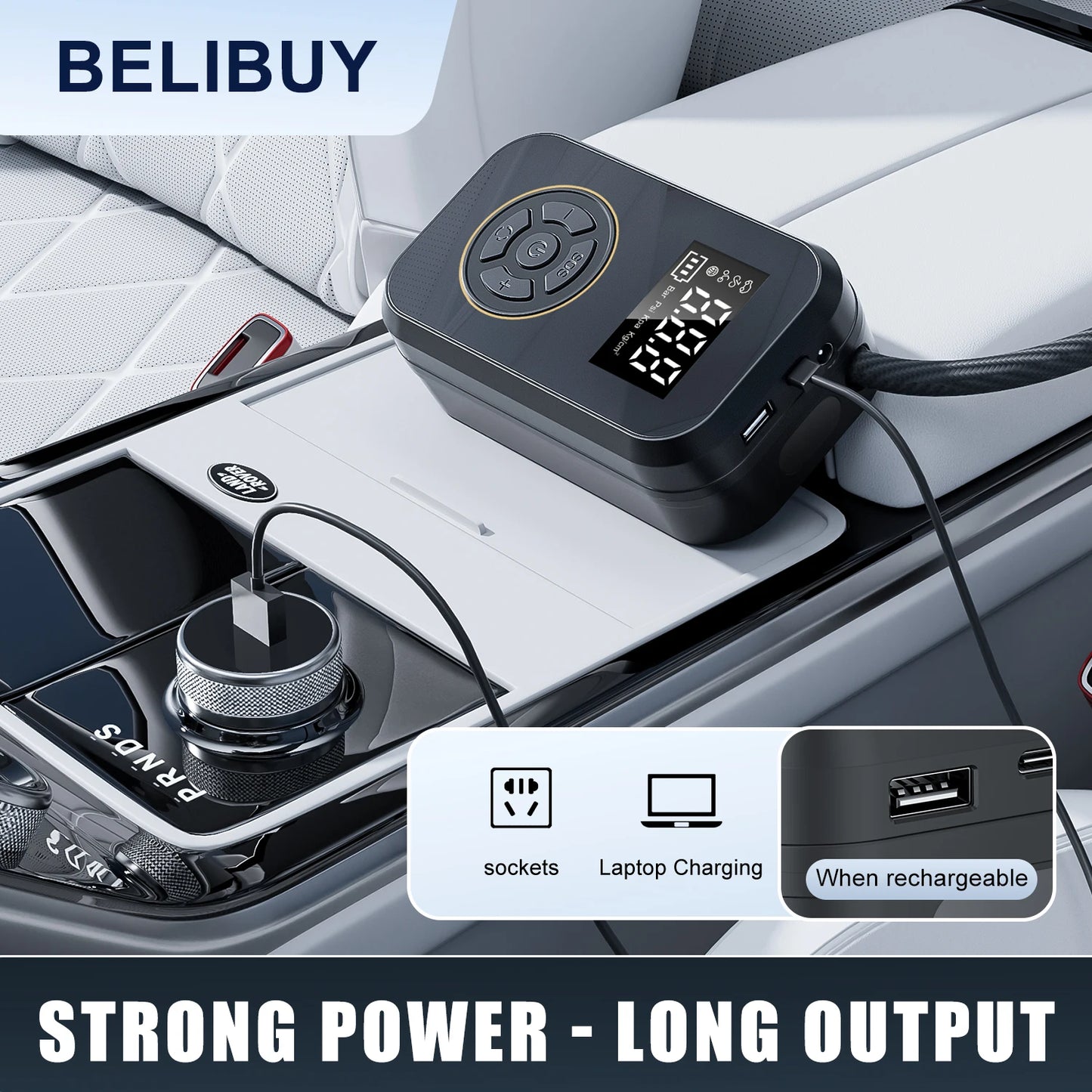 Portable Tire Inflator With Digital Display Electric Inflator Air Pump