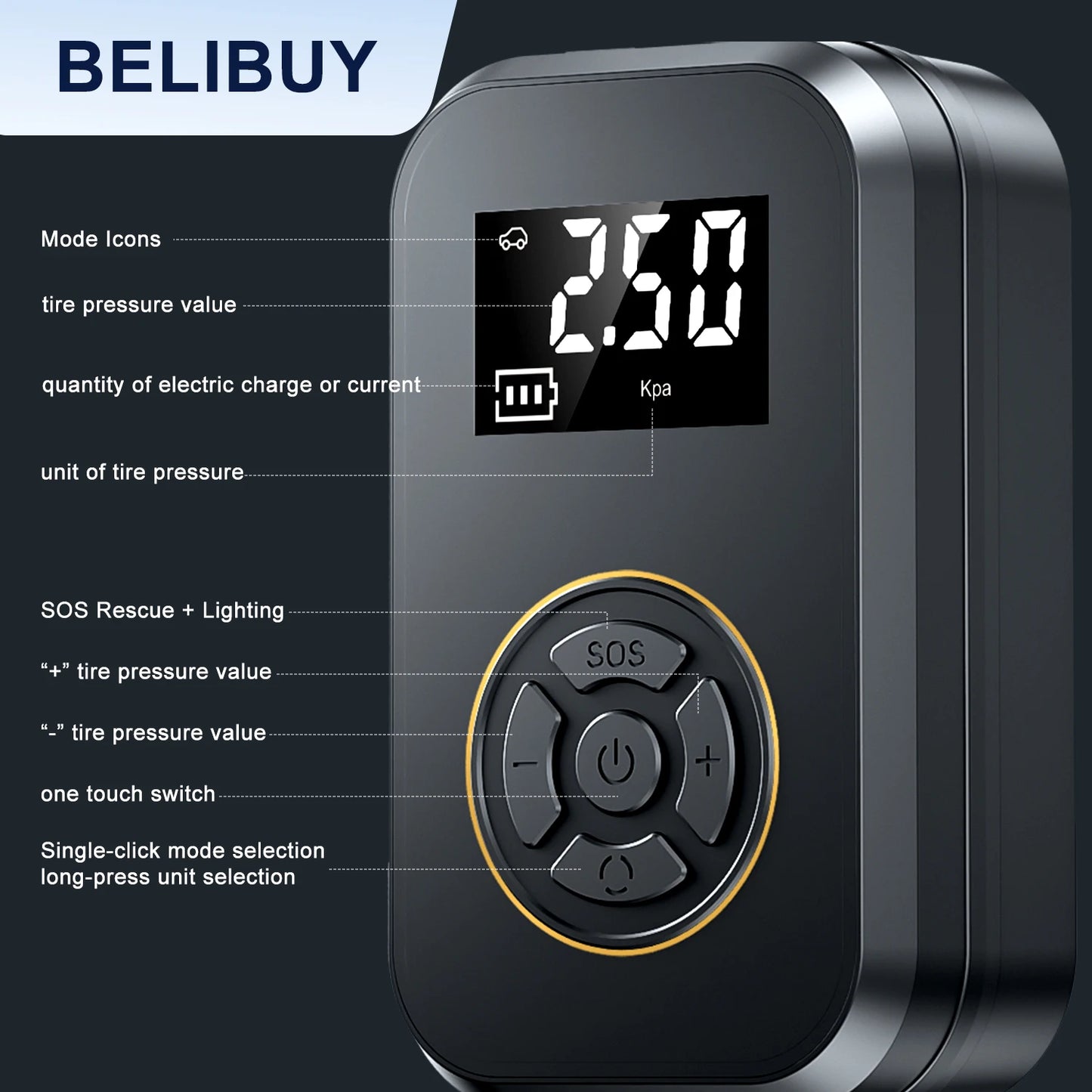 Portable Tire Inflator With Digital Display Electric Inflator Air Pump