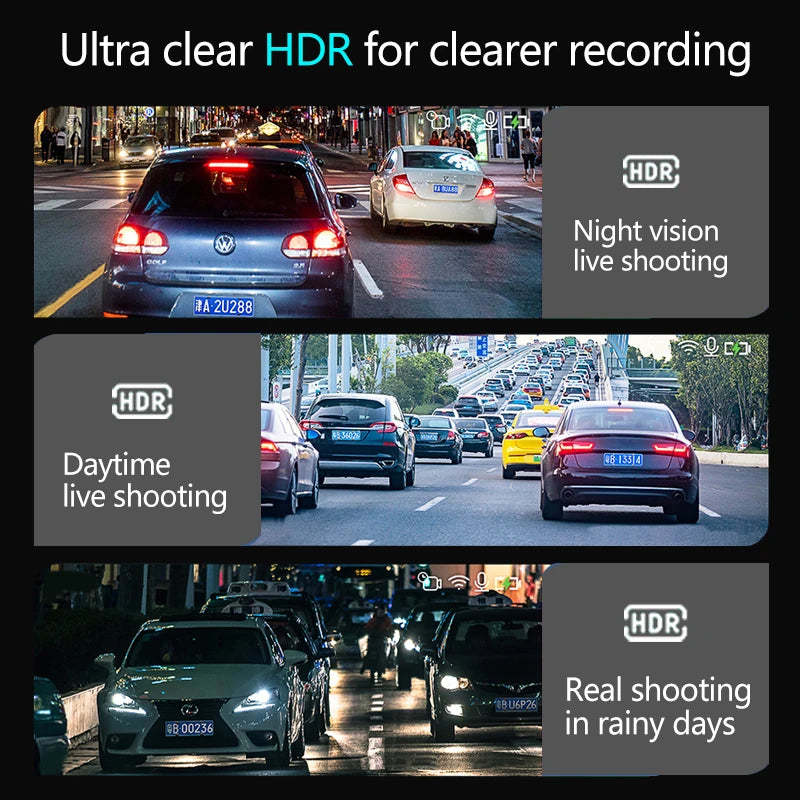 10 Inch Touch Screen Video Recorder Rearview Front and Rear Camera Mirror
