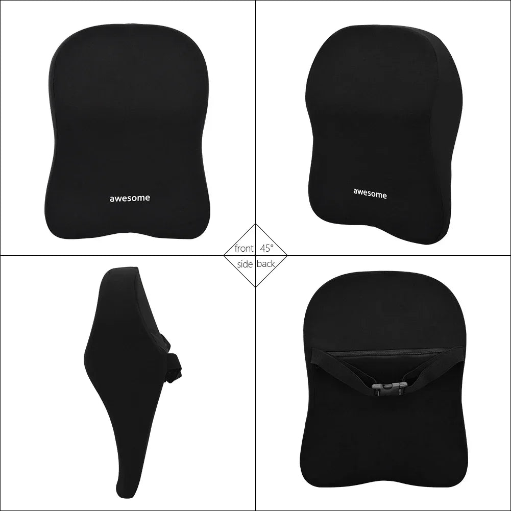 Car Lumbar Back Support Headrest Neck Pillow Memory Foam