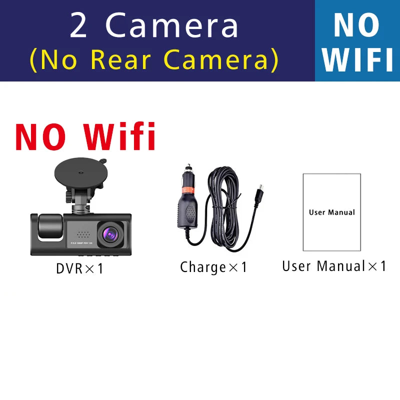 3 Camera WIFI Dash Cam 1080P Three Way Channel