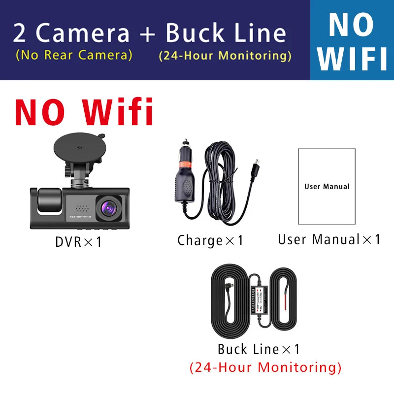 3 Camera WIFI Dash Cam 1080P Three Way Channel