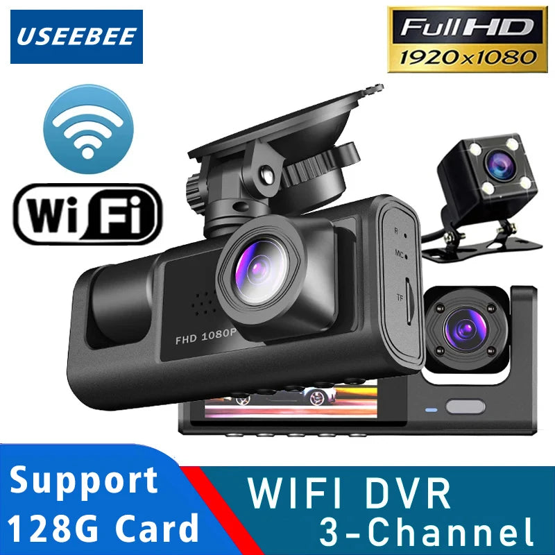 3 Camera WIFI Dash Cam 1080P Three Way Channel