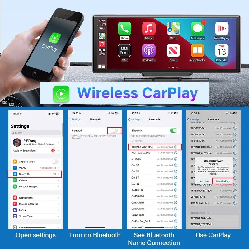 10.26'' Dash Cam 4K Car Mirror Video Player Wireless Auto GPS Car Monitor Multimedia Rearview Camera