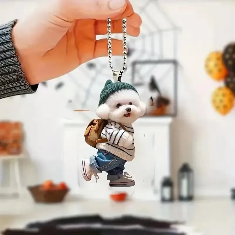 Creative Puppy Man Backpack Rearview Mirrors Pendant Car Hanging Ornaments