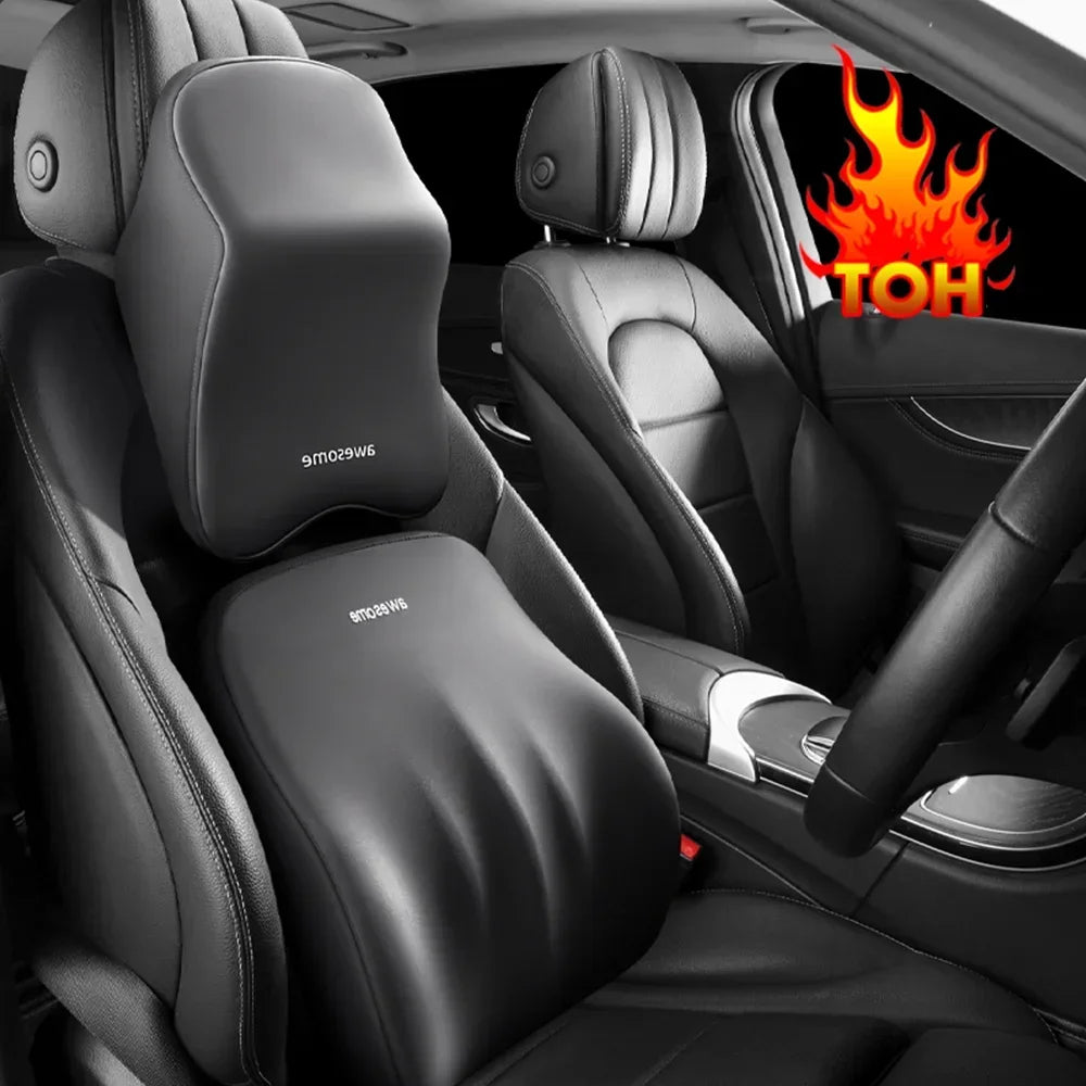 Car Lumbar Back Support Headrest Neck Pillow Memory Foam