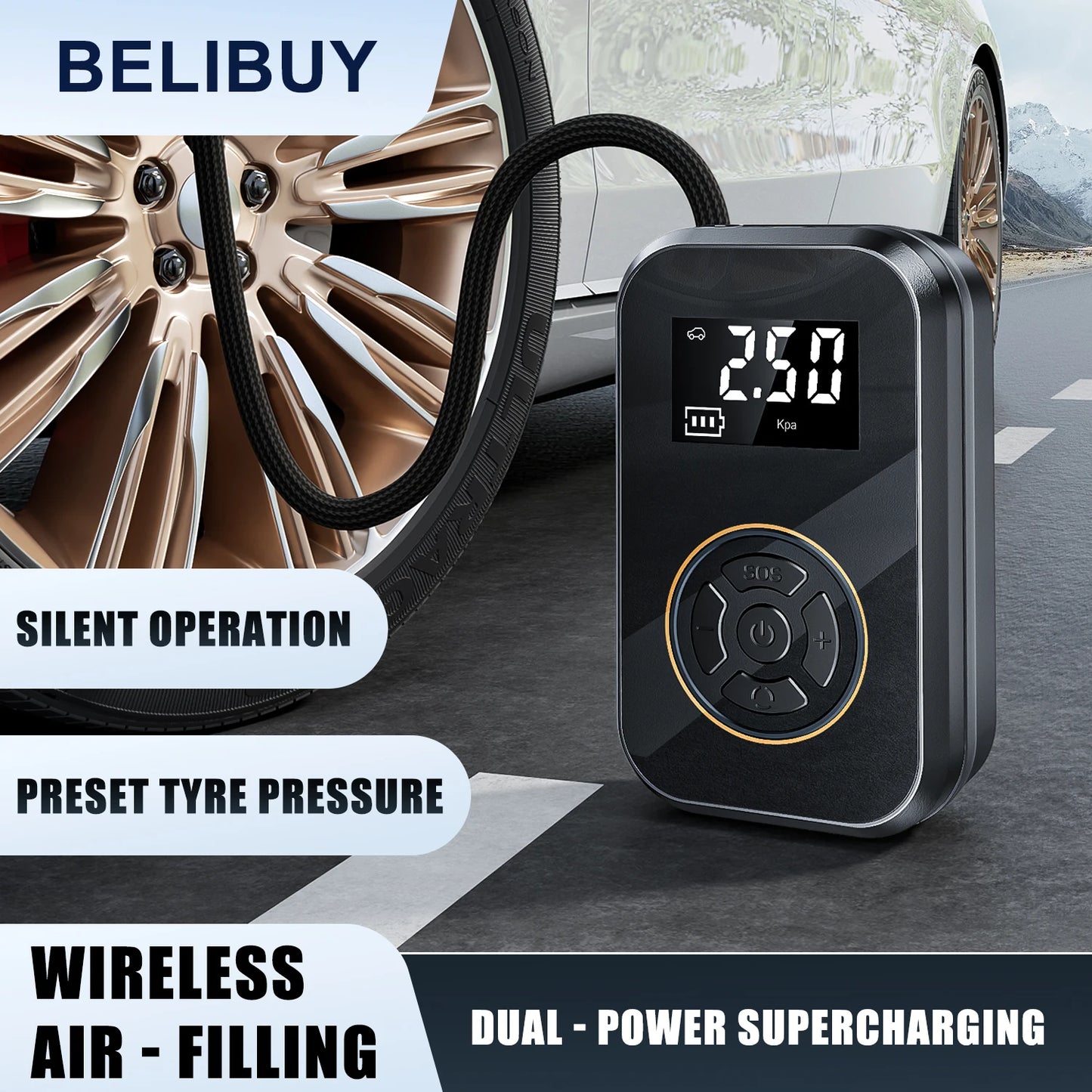 Portable Tire Inflator With Digital Display Electric Inflator Air Pump