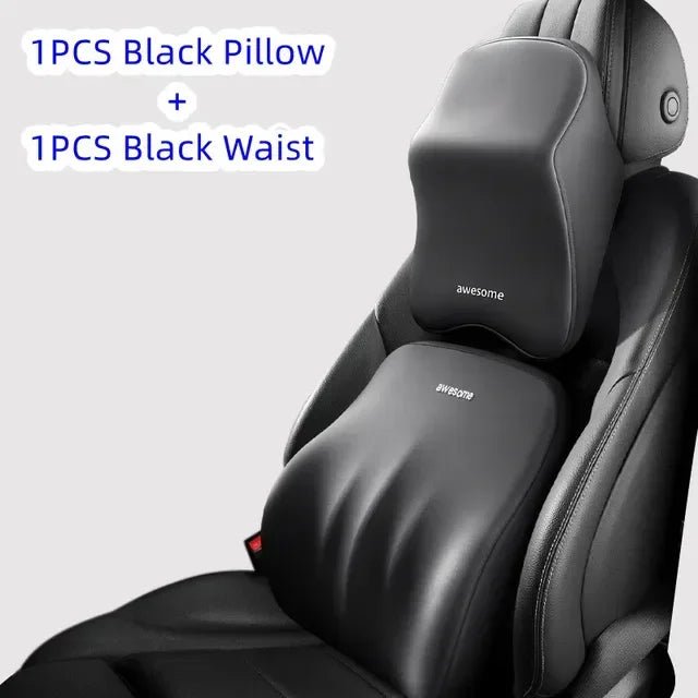 Car Lumbar Back Support Headrest Neck Pillow Memory Foam