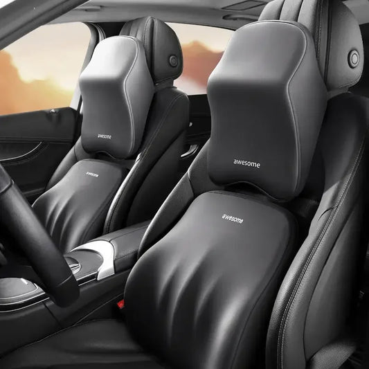 Car Lumbar Back Support Headrest Neck Pillow Memory Foam