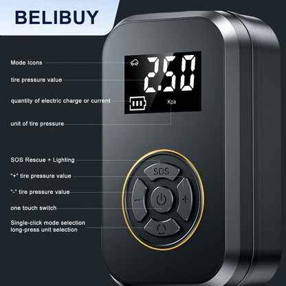 Portable Tire Inflator With Digital Display Electric Inflator Air Pump