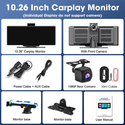 10.26'' Dash Cam 4K Car Mirror Video Player Wireless Auto GPS Car Monitor Multimedia Rearview Camera