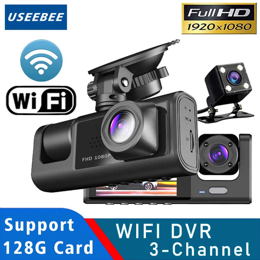 3 Camera WIFI Dash Cam 1080P Three Way Channel