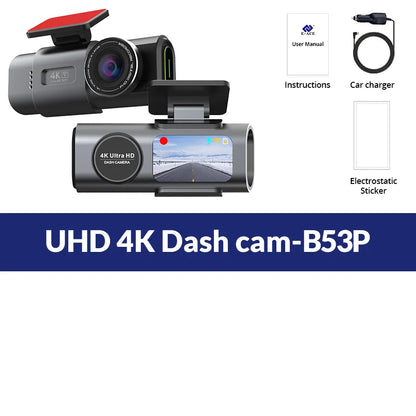 Dash Cam 4K UHD Recording Car Camera Night Vision Built-In Wi-Fi Support GPS 24H