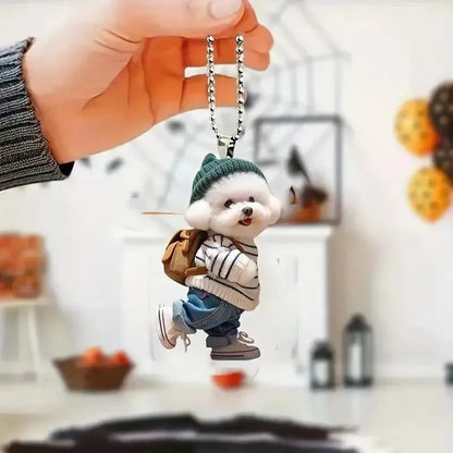 Creative Puppy Man Backpack Rearview Mirrors Pendant Car Hanging Ornaments