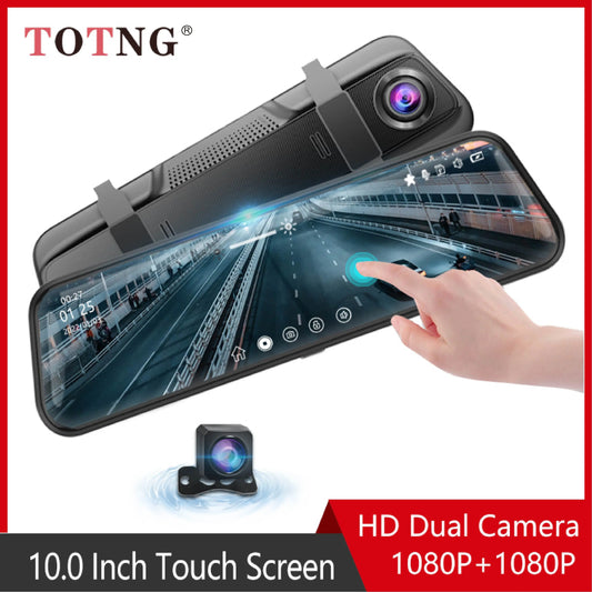 10 Inch Touch Screen Video Recorder Rearview Front and Rear Camera Mirror