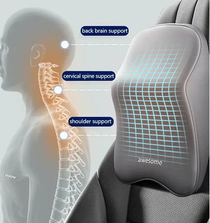 Car Lumbar Back Support Headrest Neck Pillow Memory Foam