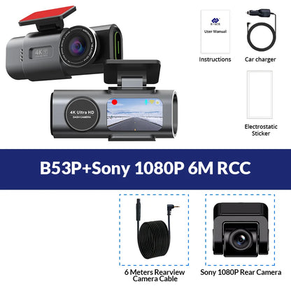 Dash Cam 4K UHD Recording Car Camera Night Vision Built-In Wi-Fi Support GPS 24H